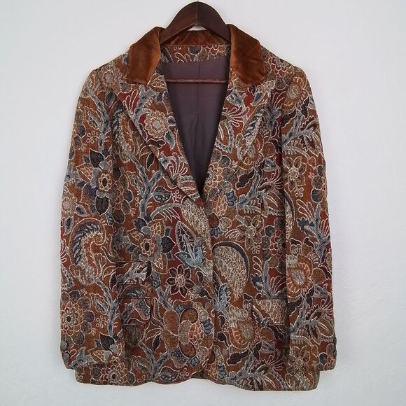 Anne Klein Jackets & Blazers - VTG 1970s Anne Klein Tapestry Blazer Womens Sz‎ 14 Floral Paisley Victorian Boho